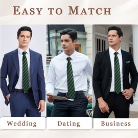 Enlision Mens Ties Burgundy Ties for Men Wedding Red Wine Plaid Silk Woven Tie and Pocket Square Set Cufflinks Maroon Formal Checkered Necktie Handkerchief