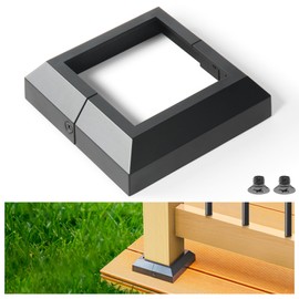 AECXM 2Pack-Post/3.5" Aluminum Deck Post Base Cover, for Deck railings, Stairs, Porches and Other Wood Post Split Post Cover Skirts (Black)