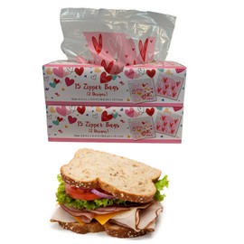 Valentine's Day Treat Clear Zipper Sandwich Bags - Cookie Exchange & Candy Bags (Pack of 2, 30 Bags Total)