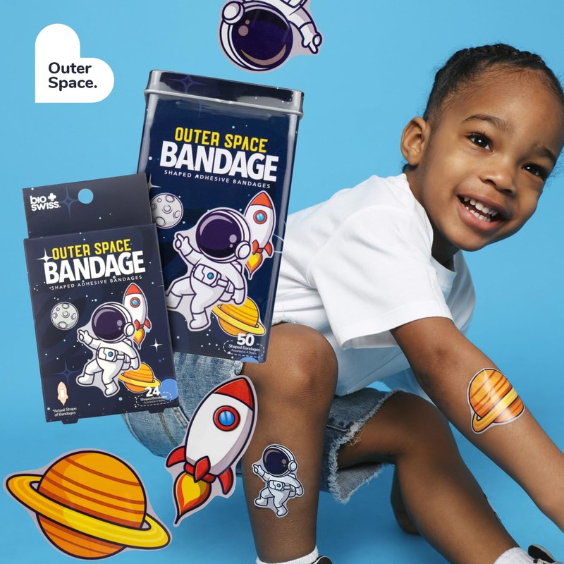 BioSwiss Bandages, Outer Space Shaped Self Adhesive Bandage Set, Latex