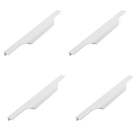 MOROBOR 300mm Aluminum Alloy White Cabinet Handles, 4pcs Finger Edge Pull Concealed Cupboard Handle Invisible Furniture Strip Pull with Screws for Home