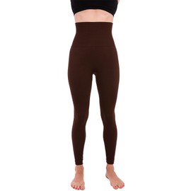 Homma High Waist Compression Leggings for Women Tummy Control Postpartum Leggings Seamless Yoga Workout Pants Brown S