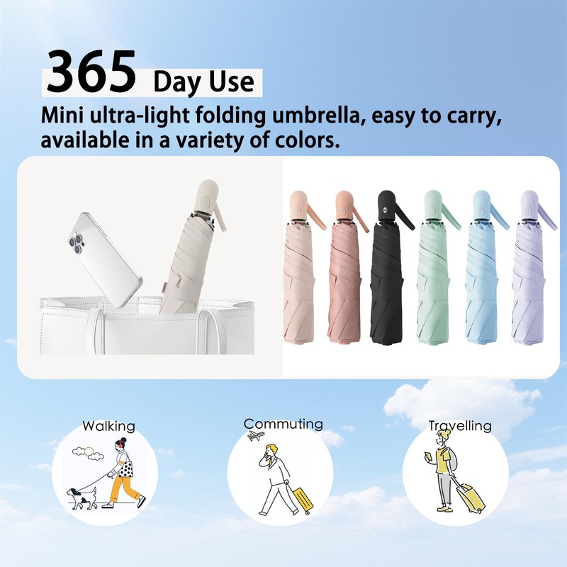 Mustarpicking UPF 50+ 100% UV Blocking Sun Umbrella, Compact Ultralight