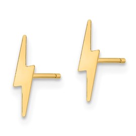 Auriga Fine Jewelry 10K Yellow Gold Polished Lightning Bolt Stud Earrings (L-0.45 Inch, W- 0.09 Inch)