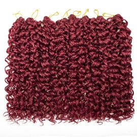 8 Packs Curly Crochet Hair GoGo Curl Crochet hair for Women Deep Wave Braiding hair,Synthetic Bohemian Crochet Braid Water Wave Crochet hair Extensions (Red, 18inch)