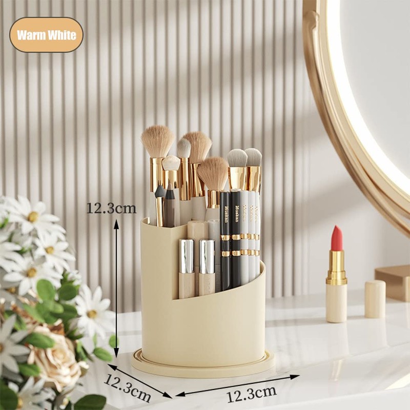 STARRY G Cosmetic Organiser Bucket with Visible Cover, 360° Rotating