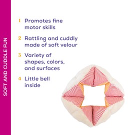 Dentistar Flexagon - Gripping Toy for Babies to Promote Fine Motor Skills - Motor Skills Toy with Different Materials for the Sense of Touch - BPA & Toxin-Free, flexagon