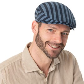 Stetson Kent Bold Flat Cap Peaked Cap 100% Linen Made in EU Men, Blue/dark blue, M