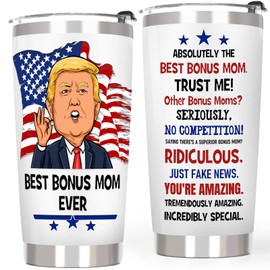 Breezy Valley Bonus Mom Tumbler Christmas Gifts for Stepmom from Daughter Son - Bonus Mom Gifts for Christmas, Stepmom Funny Birthday Appreciation Gifts Ideas, Best Bonus Mom Ever Tumbler Coffee Cup