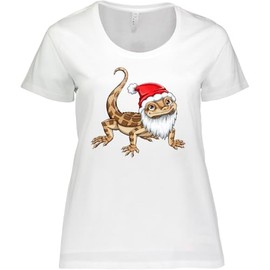inktastic Santa Bearded Dragon for Christmas Women's Plus Size T-Shirt 1X 0020 White 44516