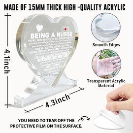 Nurse Gifts, Acrylic Heart Sign, New Nurse Gift, Heart-Shaped Acrylic Sign, Acrylic Heart Decor Sign, Nurse Graduation Gift for Nurse, Gifts for Nurse RN Nurses Day Christmas, Nursing Graduation Gifts