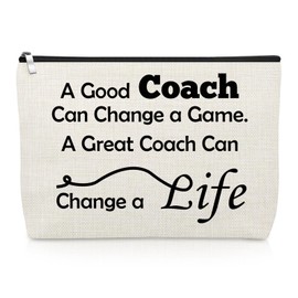 Gevody Coach Appreciation Gift Thank You Makeup Bag Coach Gifts for Women Sports Soccer Basketball Volleyball Team Mom Inspirational Cosmetic Bag Christmas Birthday Present for Trainer Travel Pouch