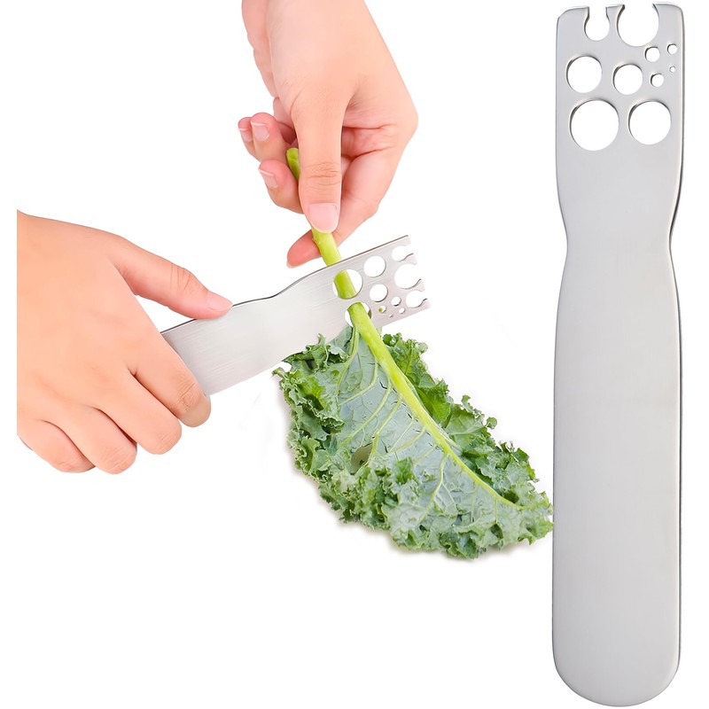 Stainless Steel Leaf Herb Stripper, LooseLeaf Kale, Chard, Collard Greens