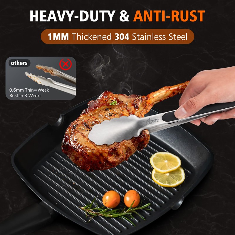 Hotec Stainless Steel Kitchen Tongs Set of 2 - 9"