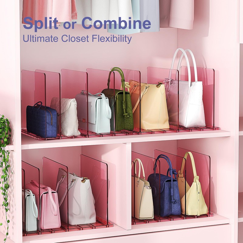 SortNStore Purse Organizer for Closet: Shelf Dividers Adjustable Acrylic Bag