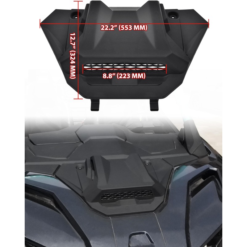 SAUTVS Matte Black Front Turbo Hood Scoop for Polaris RZR