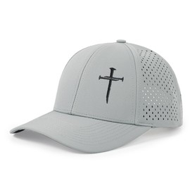 TGQLKPD Jesus 3 Nails Cross Hats for Men & Women,Christian Faith Three Nail Cross Baseball Cap for Dad and Mom Gifts Adjustable Snapback Ball Cap,Nylon Mesh Grey