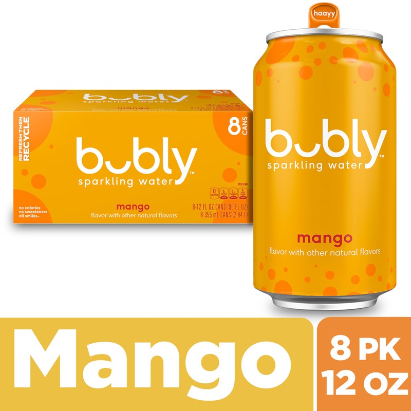 bubly Sparkling Water, Mango, Zero Sugar & Zero Calories, Seltzer