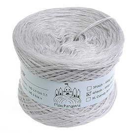Fairytale Yarn Bobbel Wool 4-Ply 50% Cotton 50% Polyacrylic Light Grey 200 g - 760 m Plain Hand Knitting Yarn Crochet