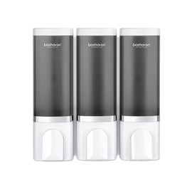 3-in-1 Shower Soap Dispenser, 3×500 ml Shampoo and Conditioner Dispenser Wall-Mounted Shower Pump Soap Dispenser Body Wash Dispenser for Bathroom Kitchen Hotel (3 Chamber + White)