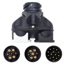 HISports 13 Pin to 7 Pin Towing Adaptor Twin Socket 2 In 1 Trailer Converter Trailer Adapter 13 to 7 Pin Towing Adapter 12V N & S Waterproof Converter Trailer Plug Socket for Trailer Caravan Van Truck