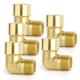 ERGAOBOY Pack of 5 1/4" BSP Brass Female to Male 90 Degree Elbow Pipe Connector, Suitable for Pipe Connection