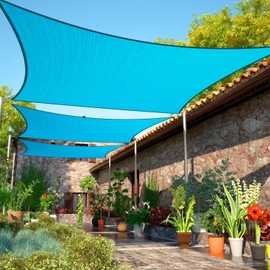 ShadeMart 10' x 14' Turquoise Sun Shade Sail UPF50 Rectangle smTAPS10 Canopy Fabric Cloth Screen, Water and Air Permeable & UV Resistant, Heavy Duty, Carport Patio Outdoor - We Customize Size