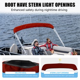 3Bow Bimini Top Storage Boot Cover with Light Hole Bimini Cover Boot Waterproof 900D Marine Grade Pontoon Bimini Top Replacement Boot,6'L 73"-78" W Burgundy