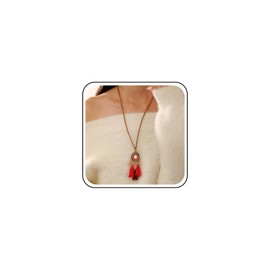 Inateannal Leather Suede Long Tassel Necklace Long Sweater Pendant Necklace Tribe Black Red Fringe Leather Sweater Tassel Chain Gold Leaf Pendant Necklaces