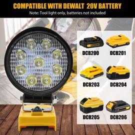 LED Work Light for Dewalt 20V Battery, Cordless Work Lights, Portable Flashlight, Tool Gifts for Men, 170° Adjustable, Outdoors and Job Site Lighting Workshop Garage (Battery Not Included)