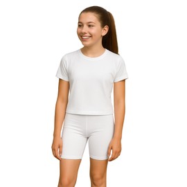 PopCouture Pack of 3 - Girls Premium Activewear Gymnastics Sports Cycling Shorts 11-12 Years White