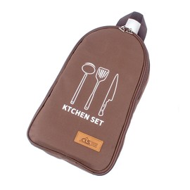 NatSumeBasics Camping Travel Cooking Utensils Organizer Travel Bag Portable Pouch for BBQ Camp Cookware Kitchen Kit (Only 1 Brown Bag)