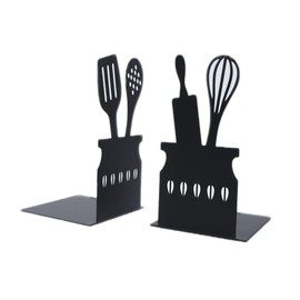 LdawyDE Bookends, Pack of 2 Bookends, Metal Bookends, Book Holder, Desktop Bookshelf, Children's Desk, Bookends Block, Book Stand, Black