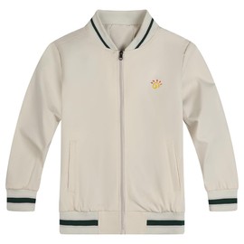 Jingle Bongala Kids Waterproof Hooded Rain Jacket Boys Girls Lightweight Baseball Jacket-Beige-120