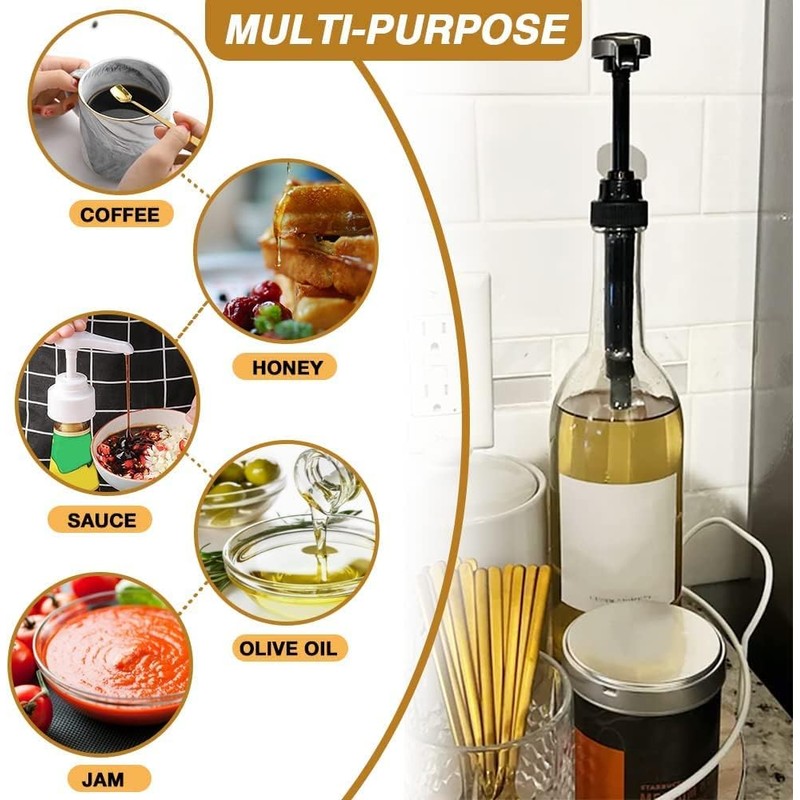 10 Pcs Gold Coffee Syrup Pump, Compatible with 25.4 Oz/750ml