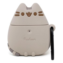 iFace x Pusheen Cute Silicone Protective Cover Designed for AirPods 1/2 Case [Carabiner Clip Included] [Wireless Charging Compatible] - Standing