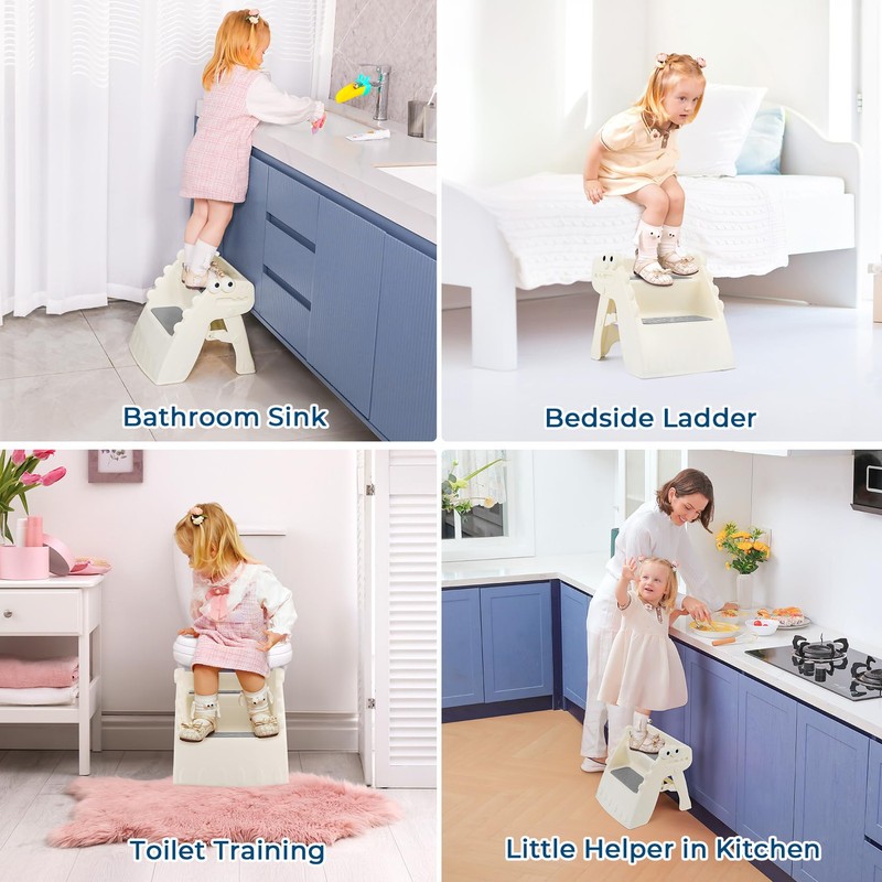 Onasti Toddler Step Stool Foldable Kids Step Stool,Bathroom Stool for