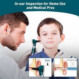 Scian Otoscope Ear Scope with Light, Fibre Optic Otoscopes with Hard Plastic Case, Pocket Diagnostic Ear Infection Detector for Doctors, Nurses, Children, Dogs, Home Use (Green)