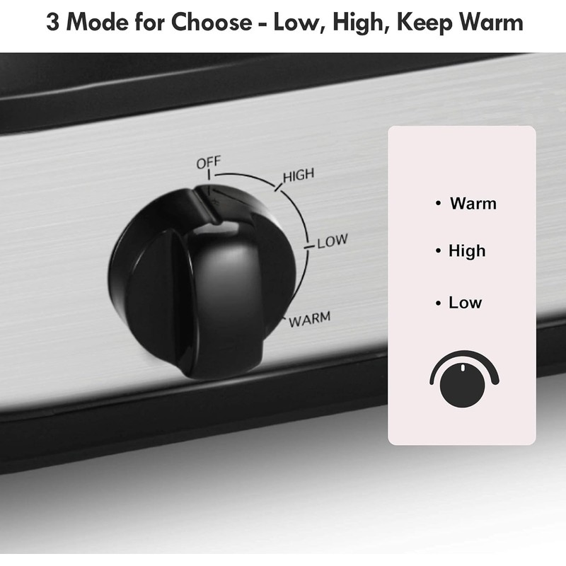 Dual Slow Cooker Buffet Server Food Warmer with 3 Adjustable