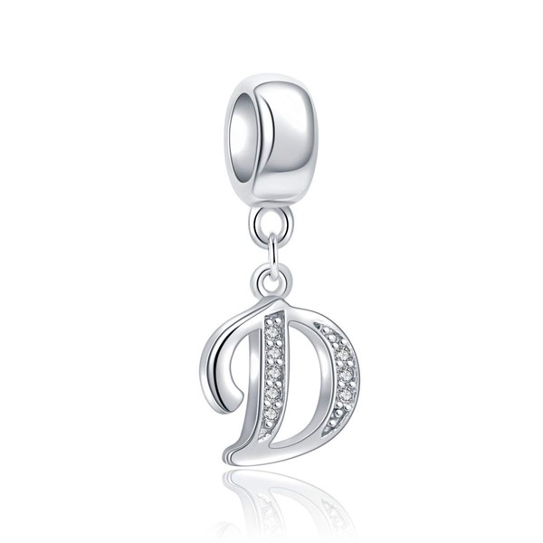 Letter D Charm Sterling Silver 925 Initial A-z Alphabet Beads