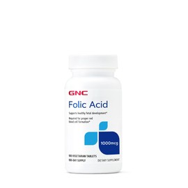 GNC Folic Acid 1000mcg, Supports Healthy Fetal Development, Required for Proper Red Blood Cell Formation, Vegetarian Formula, 100 Count