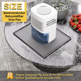 Powrocket Dehumidifier Drip Pan for Leaks, 16'' x 12'' Dehumidifier Mat with Raised Edge, Non-Slip Waterproof Drip Pan for Dehumidifiers, Prevent Water Leakage and Floor Damage, Gray