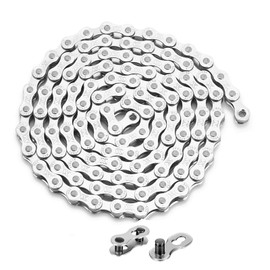 Bicycle Chain, 9 Speed Bicycle Chain 1/2 x 11/128 Inch 116 Links, Bicycle Chain Set Touring Bike Chain for Road Mountain Bike Road Bike Sports Bicycle (Silver)