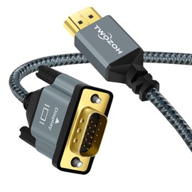 Twozoh HDMI to VGA Cable 5M. Aluminum alloy shell Nylon Braided & Gold-Plated Support 1080P/60HZ