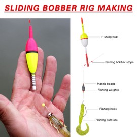 JOGFFDE Bobber Stops for Fishing - 150PCS Fishing Bobber Float Stops Bobber Stop Knots with Beads Fishing Float for Fishing Line Fishing Leaders Saltwater