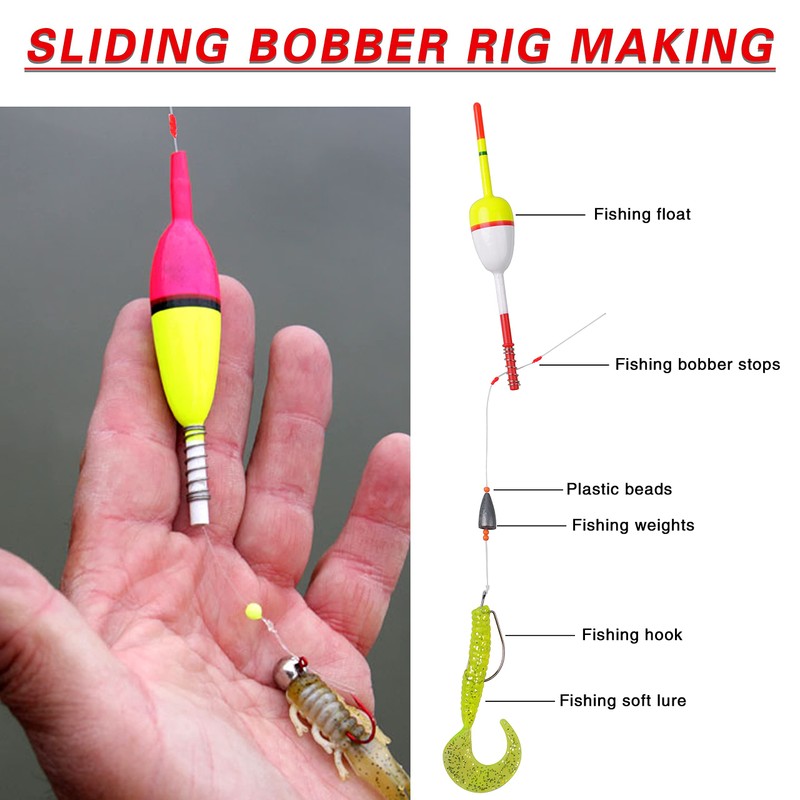 JOGFFDE Bobber Stops for Fishing - 150PCS Fishing Bobber Float