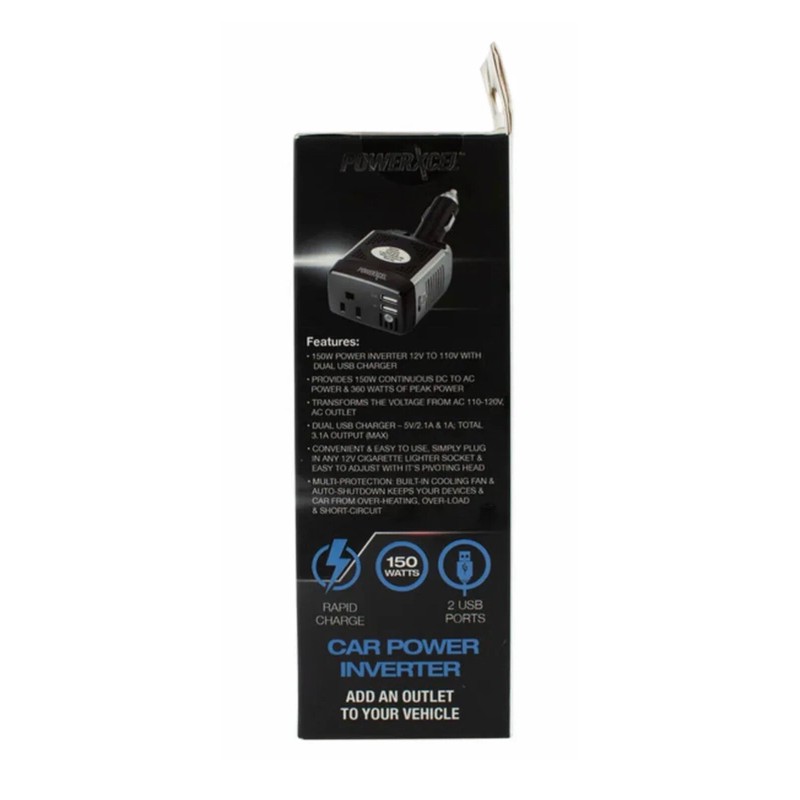 Powerxcel 150 Watts Car Power Inverter - 2 USB ports/