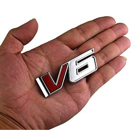 1pcs V6 Emblem 3D Badge Truck Nameplate Sticker Decal Replacement for 17-21 Canyon Colorado (Black/Red)