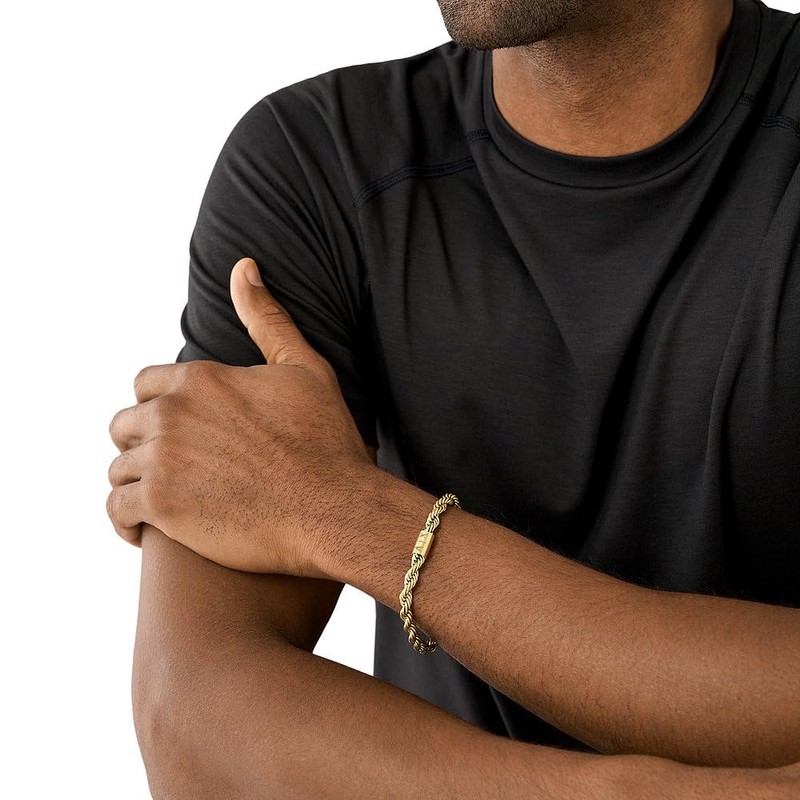 Armani Exchange Men's Gold-Tone Stainless Steel Chain Bracelet, AXG0124710