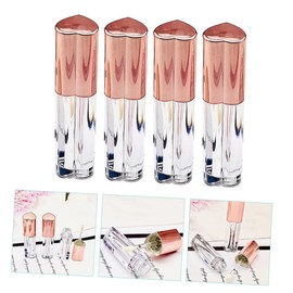 BIUDECO 4Pcs Transparent Empty Lip Gloss Containers with Wand Lipstick Tubes for DIY Lipstick Convenient and Reliable for Daily Use Rose Gold Design